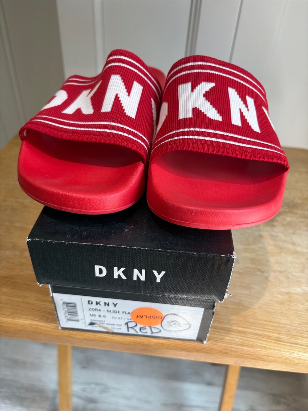 DKNY Red Logo Slide Sandals for Kids